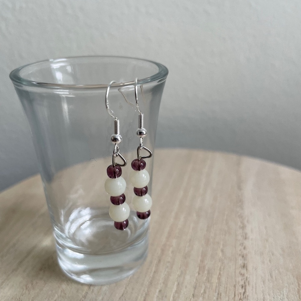 2/$15 Cloudy Violet Beaded Earrings